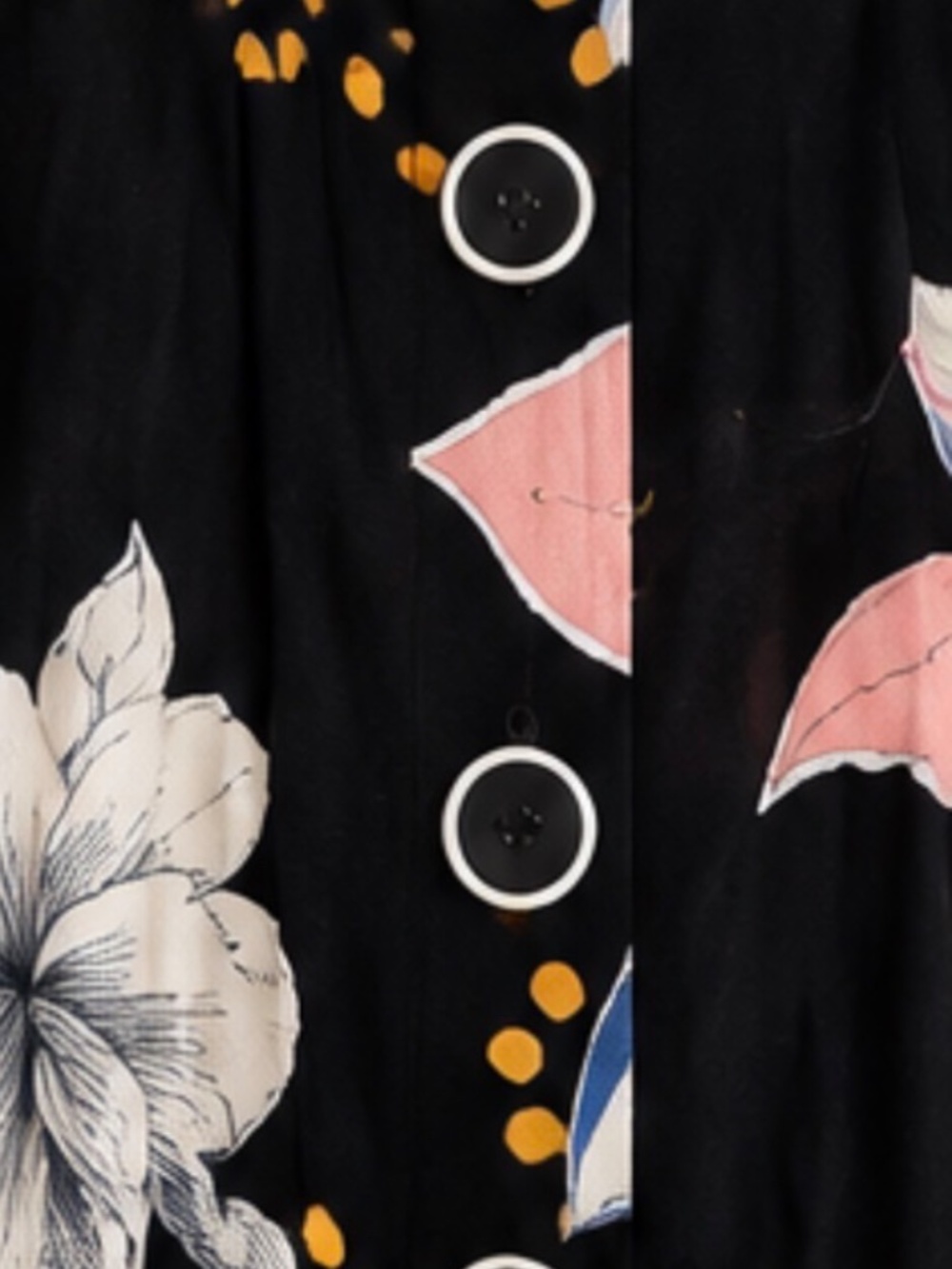 BURU Black Floral Maxi Dress Tie Neck Button Front Long Sleeve Statement - Picture 5 of 10